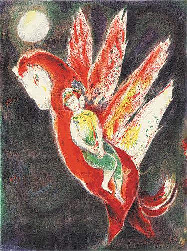 Dann bestieg die alte Frau den Zeitgenossen Marc Chagall auf dem Ifrit Rücken Ölgemälde